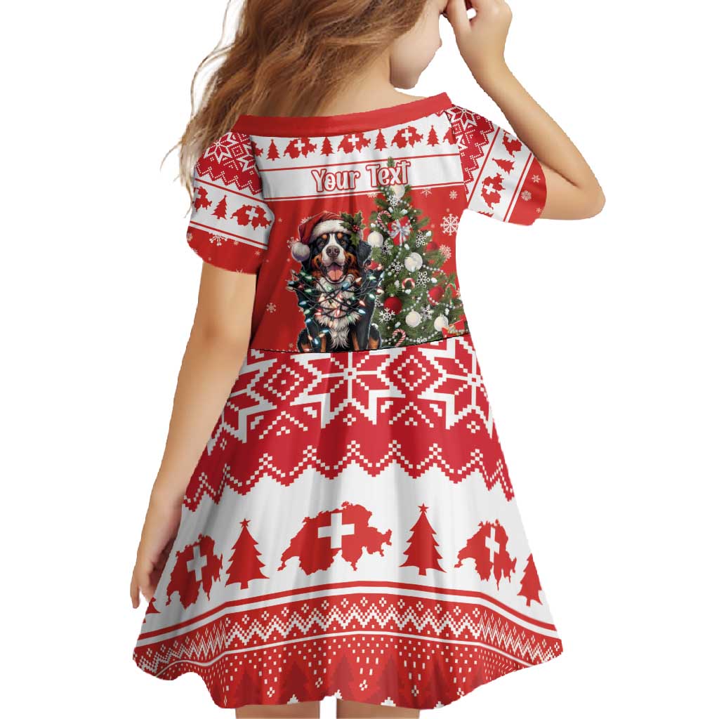 Personalized Merry Swissmas Family Matching Long Sleeve Bodycon Dress and Hawaiian Shirt Bernese Mountain Dog Christmas Pattern - Wonder Print Shop