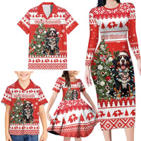 Personalized Merry Swissmas Family Matching Long Sleeve Bodycon Dress and Hawaiian Shirt Bernese Mountain Dog Christmas Pattern - Wonder Print Shop