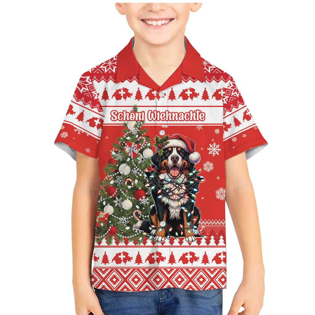 Personalized Merry Swissmas Family Matching Mermaid Dress and Hawaiian Shirt Bernese Mountain Dog Christmas Pattern - Wonder Print Shop