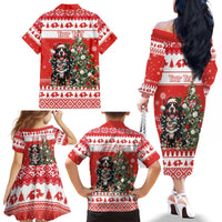 Personalized Merry Swissmas Family Matching Off The Shoulder Long Sleeve Dress and Hawaiian Shirt Bernese Mountain Dog Christmas Pattern - Wonder Print Shop