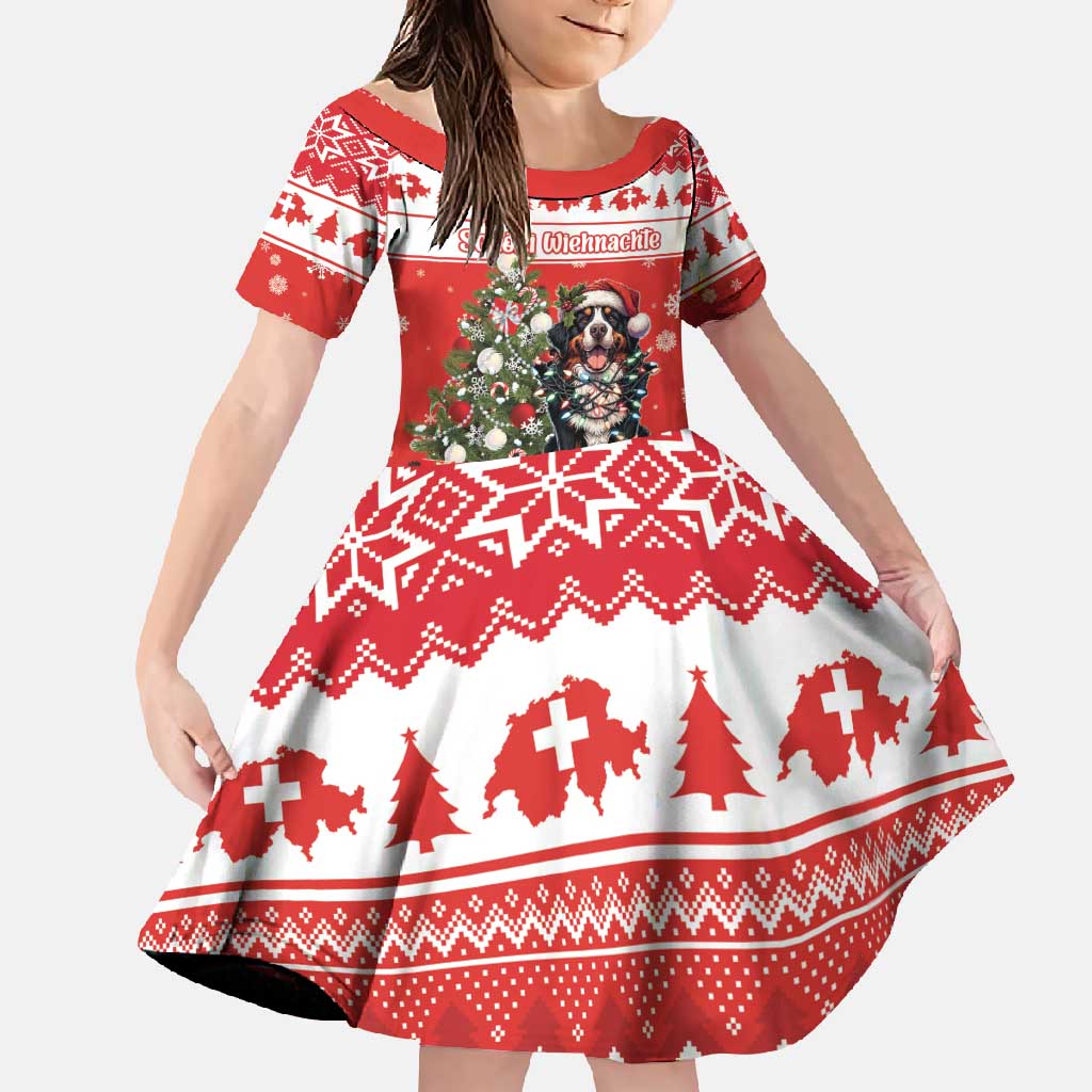 Personalized Merry Swissmas Family Matching Off Shoulder Maxi Dress and Hawaiian Shirt Bernese Mountain Dog Christmas Pattern - Wonder Print Shop