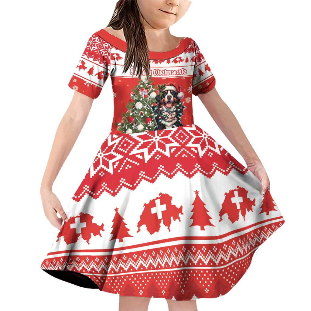 Personalized Merry Swissmas Family Matching Off Shoulder Short Dress and Hawaiian Shirt Bernese Mountain Dog Christmas Pattern - Wonder Print Shop