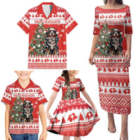 Personalized Merry Swissmas Family Matching Puletasi and Hawaiian Shirt Bernese Mountain Dog Christmas Pattern - Wonder Print Shop