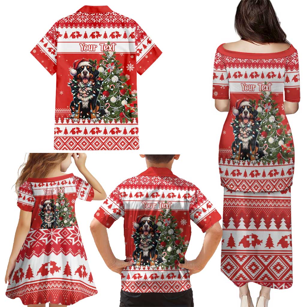 Personalized Merry Swissmas Family Matching Puletasi and Hawaiian Shirt Bernese Mountain Dog Christmas Pattern - Wonder Print Shop