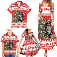 Personalized Merry Swissmas Family Matching Summer Maxi Dress and Hawaiian Shirt Bernese Mountain Dog Christmas Pattern - Wonder Print Shop