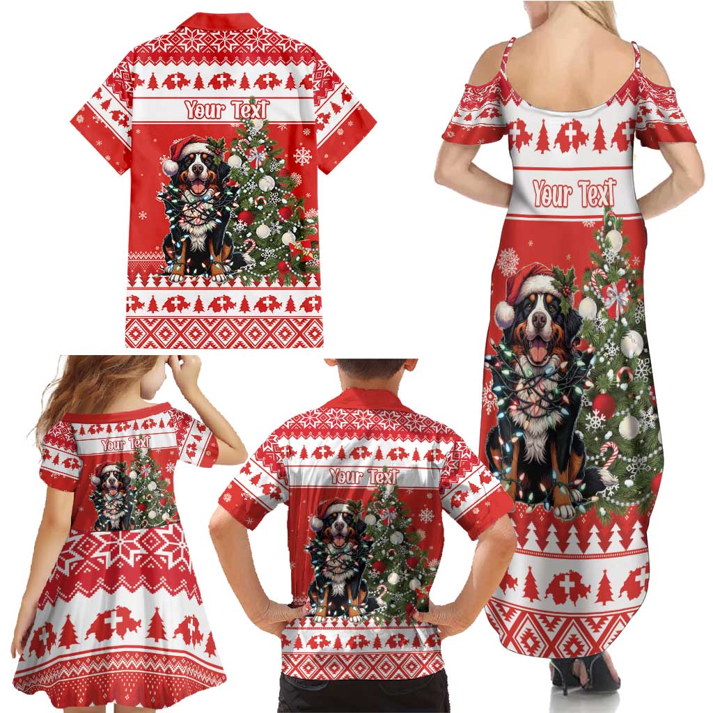 Personalized Merry Swissmas Family Matching Summer Maxi Dress and Hawaiian Shirt Bernese Mountain Dog Christmas Pattern - Wonder Print Shop