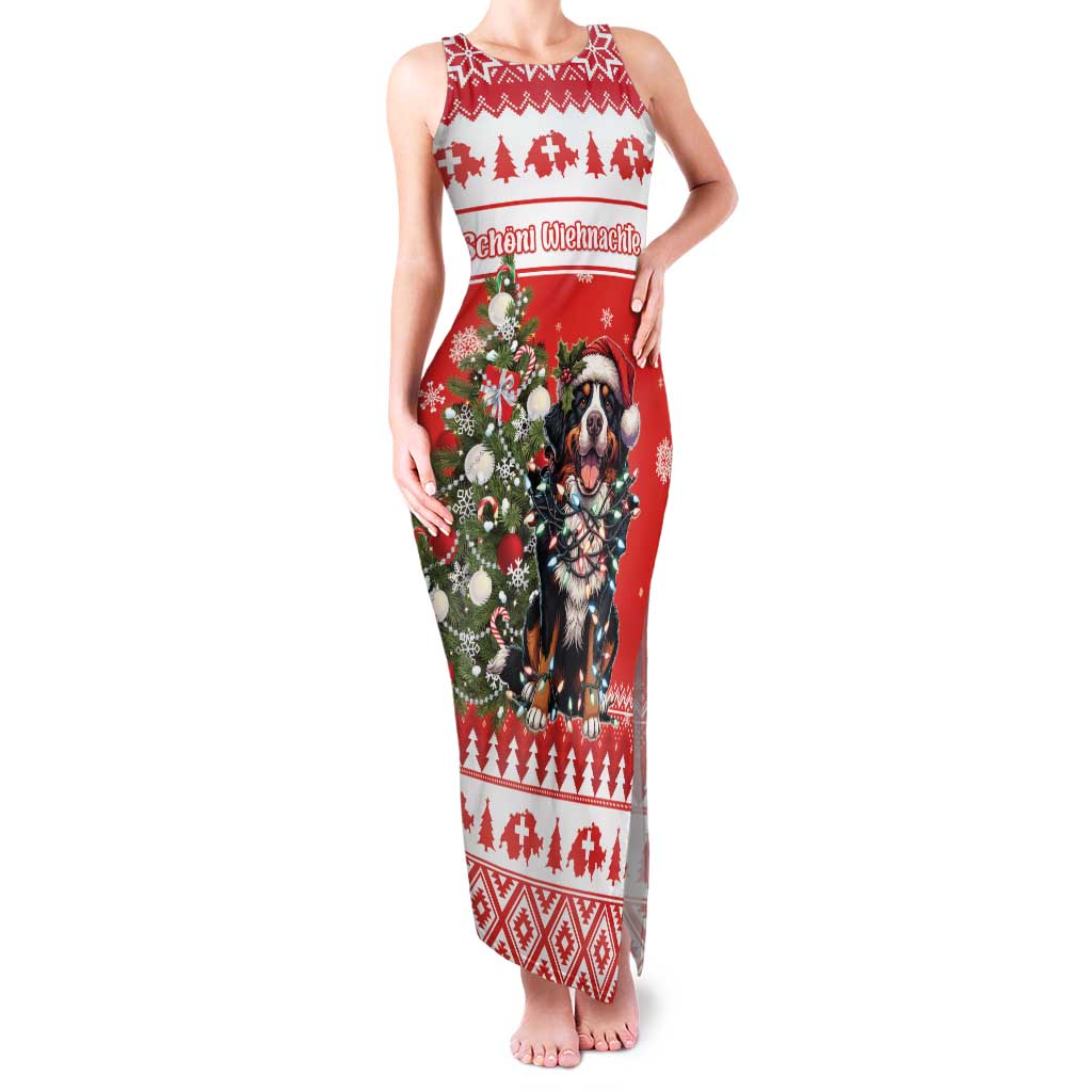 Personalized Merry Swissmas Family Matching Tank Maxi Dress and Hawaiian Shirt Bernese Mountain Dog Christmas Pattern - Wonder Print Shop