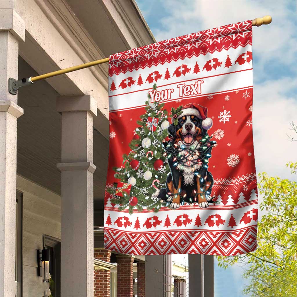 Personalized Merry Swissmas Garden Flag Bernese Mountain Dog Christmas Pattern - Wonder Print Shop