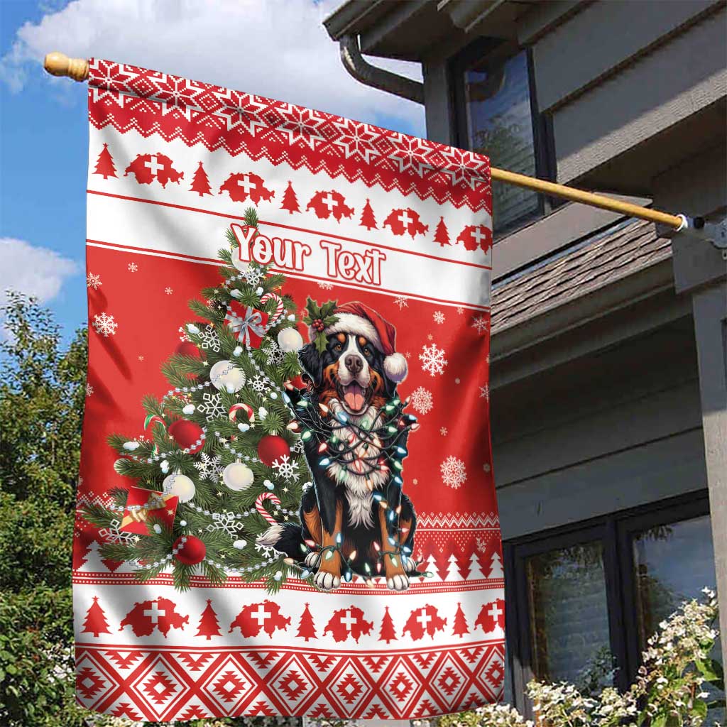 Personalized Merry Swissmas Garden Flag Bernese Mountain Dog Christmas Pattern - Wonder Print Shop
