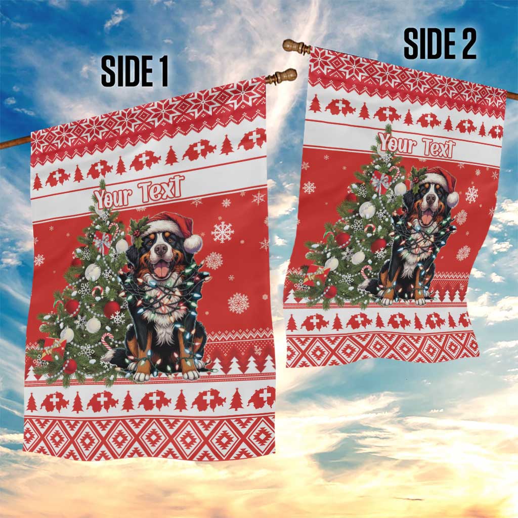 Personalized Merry Swissmas Garden Flag Bernese Mountain Dog Christmas Pattern - Wonder Print Shop