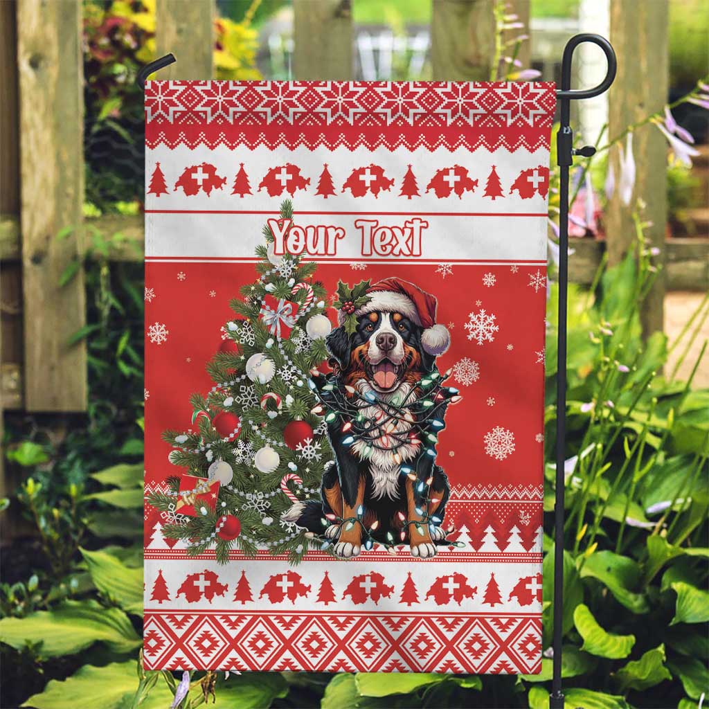 Personalized Merry Swissmas Garden Flag Bernese Mountain Dog Christmas Pattern - Wonder Print Shop