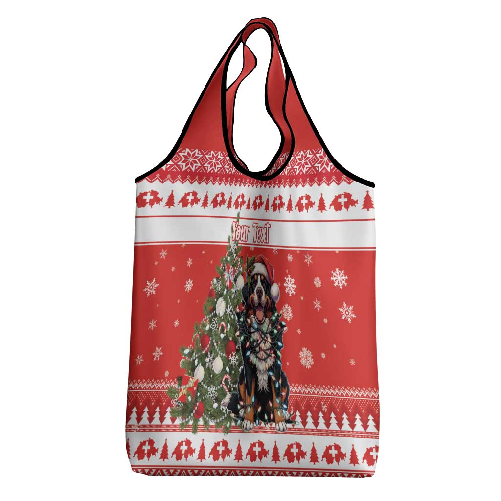 Personalized Merry Swissmas Grocery Bag Bernese Mountain Dog Christmas Pattern - Wonder Print Shop
