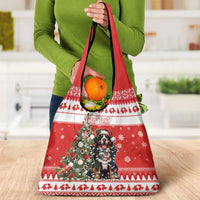 Personalized Merry Swissmas Grocery Bag Bernese Mountain Dog Christmas Pattern - Wonder Print Shop