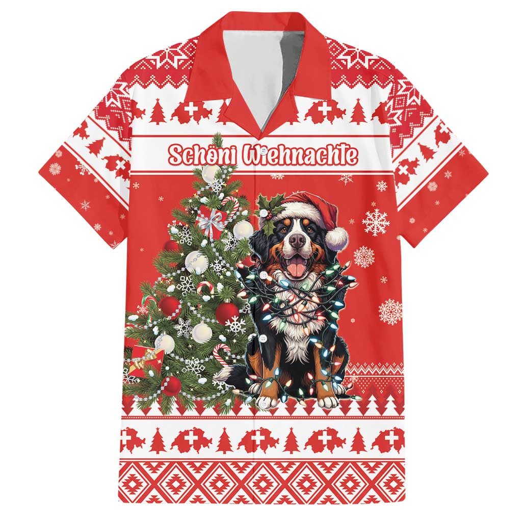 Personalized Merry Swissmas Hawaiian Shirt Bernese Mountain Dog Christmas Pattern - Wonder Print Shop