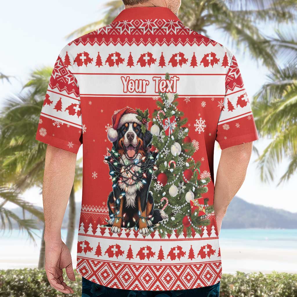 Personalized Merry Swissmas Hawaiian Shirt Bernese Mountain Dog Christmas Pattern - Wonder Print Shop