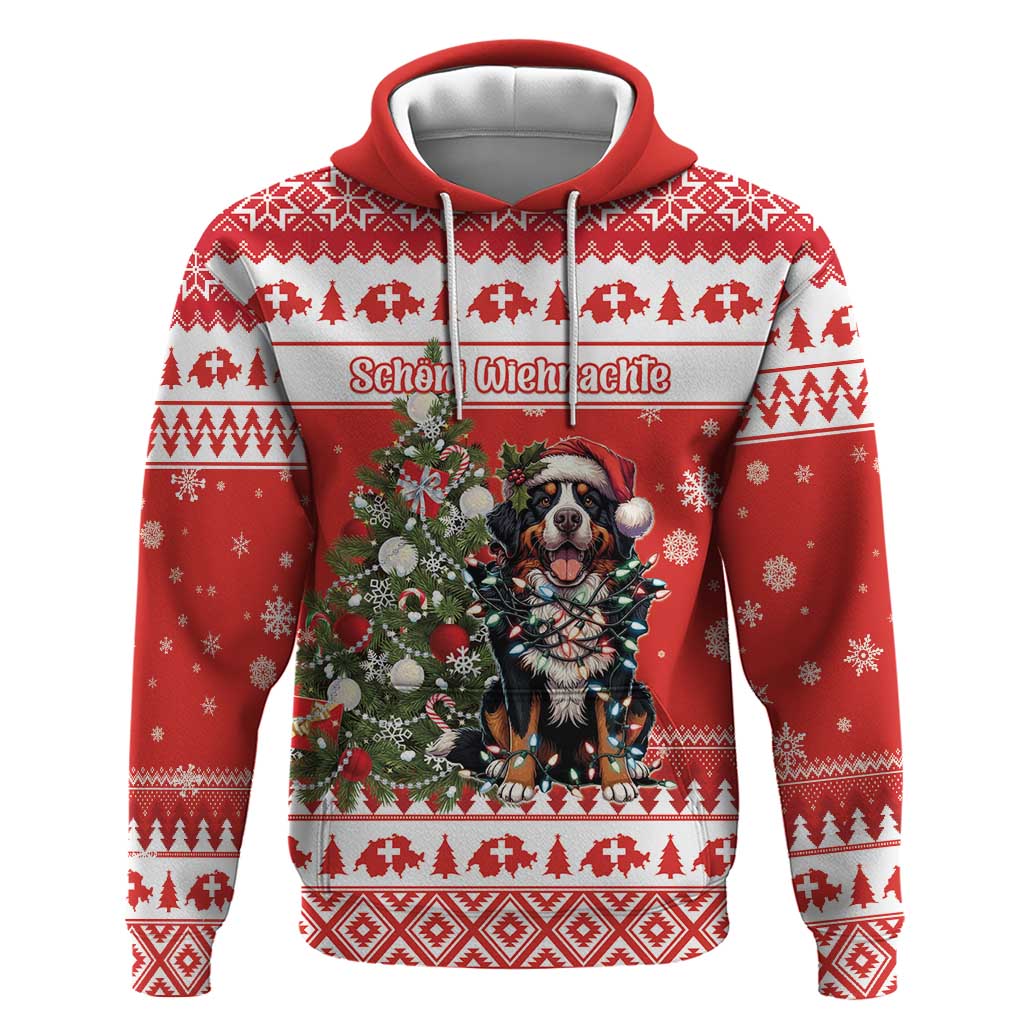 Personalized Merry Swissmas Hoodie Bernese Mountain Dog Christmas Pattern - Wonder Print Shop