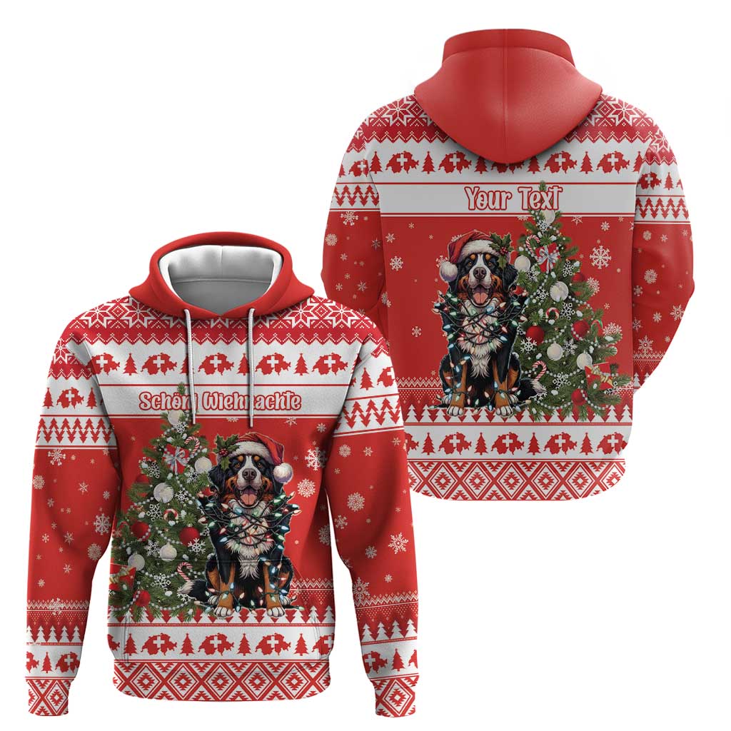 Personalized Merry Swissmas Hoodie Bernese Mountain Dog Christmas Pattern - Wonder Print Shop