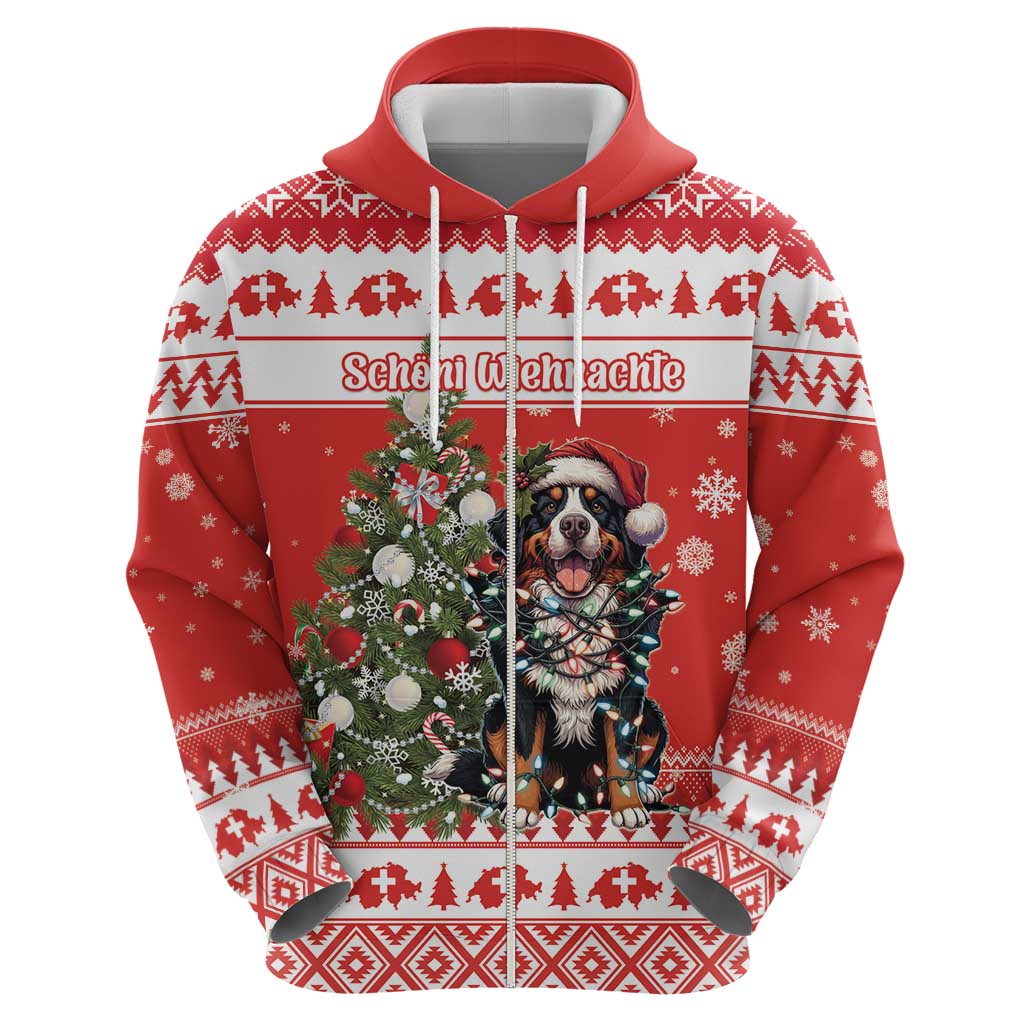 Personalized Merry Swissmas Hoodie Bernese Mountain Dog Christmas Pattern - Wonder Print Shop