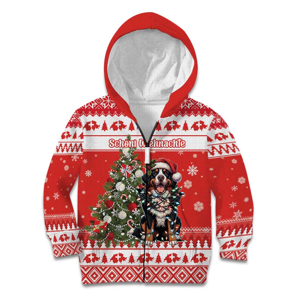 Personalized Merry Swissmas Kid Hoodie Bernese Mountain Dog Christmas Pattern - Wonder Print Shop