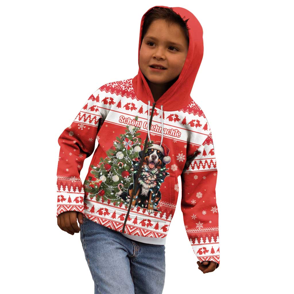 Personalized Merry Swissmas Kid Hoodie Bernese Mountain Dog Christmas Pattern - Wonder Print Shop