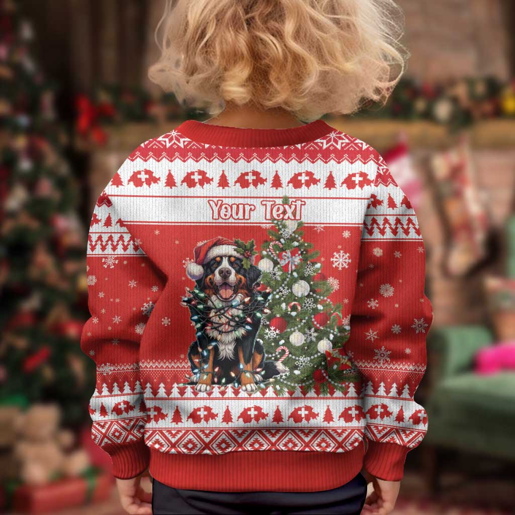 Personalized Merry Swissmas Kid Ugly Christmas Sweater Bernese Mountain Dog Christmas Pattern - Wonder Print Shop