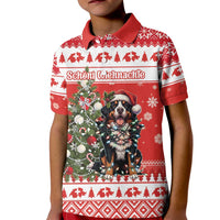 Personalized Merry Swissmas Kid Polo Shirt Bernese Mountain Dog Christmas Pattern - Wonder Print Shop