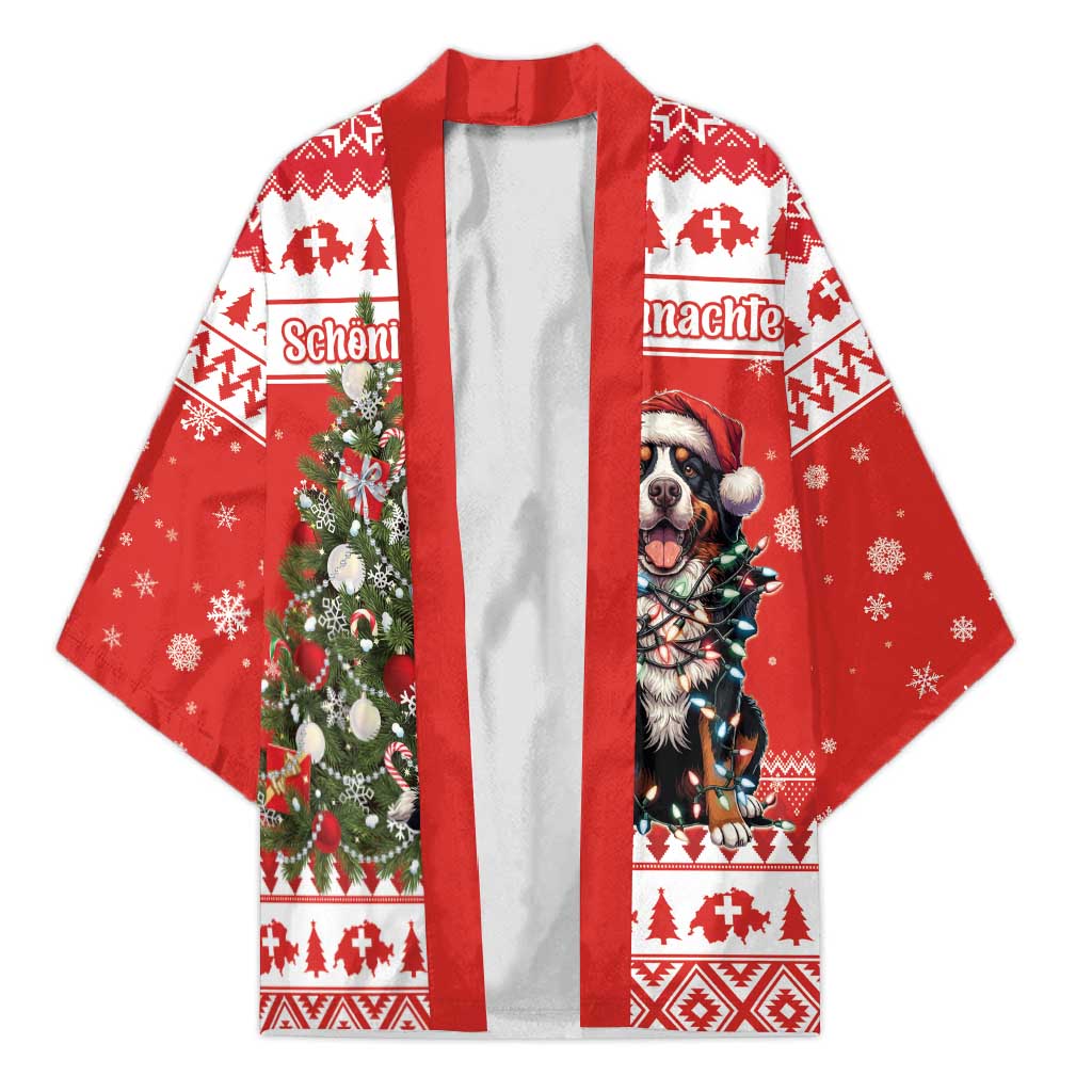 Personalized Merry Swissmas Kimono Bernese Mountain Dog Christmas Pattern - Wonder Print Shop