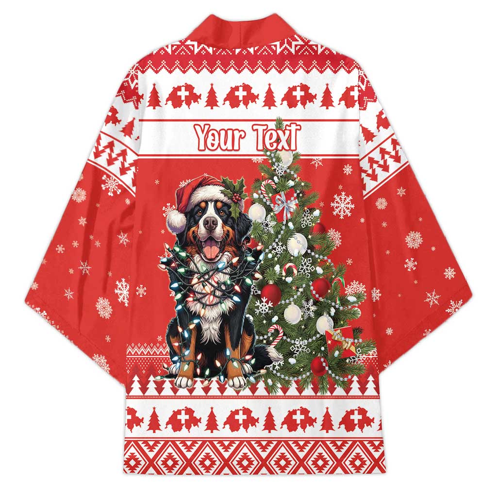 Personalized Merry Swissmas Kimono Bernese Mountain Dog Christmas Pattern - Wonder Print Shop