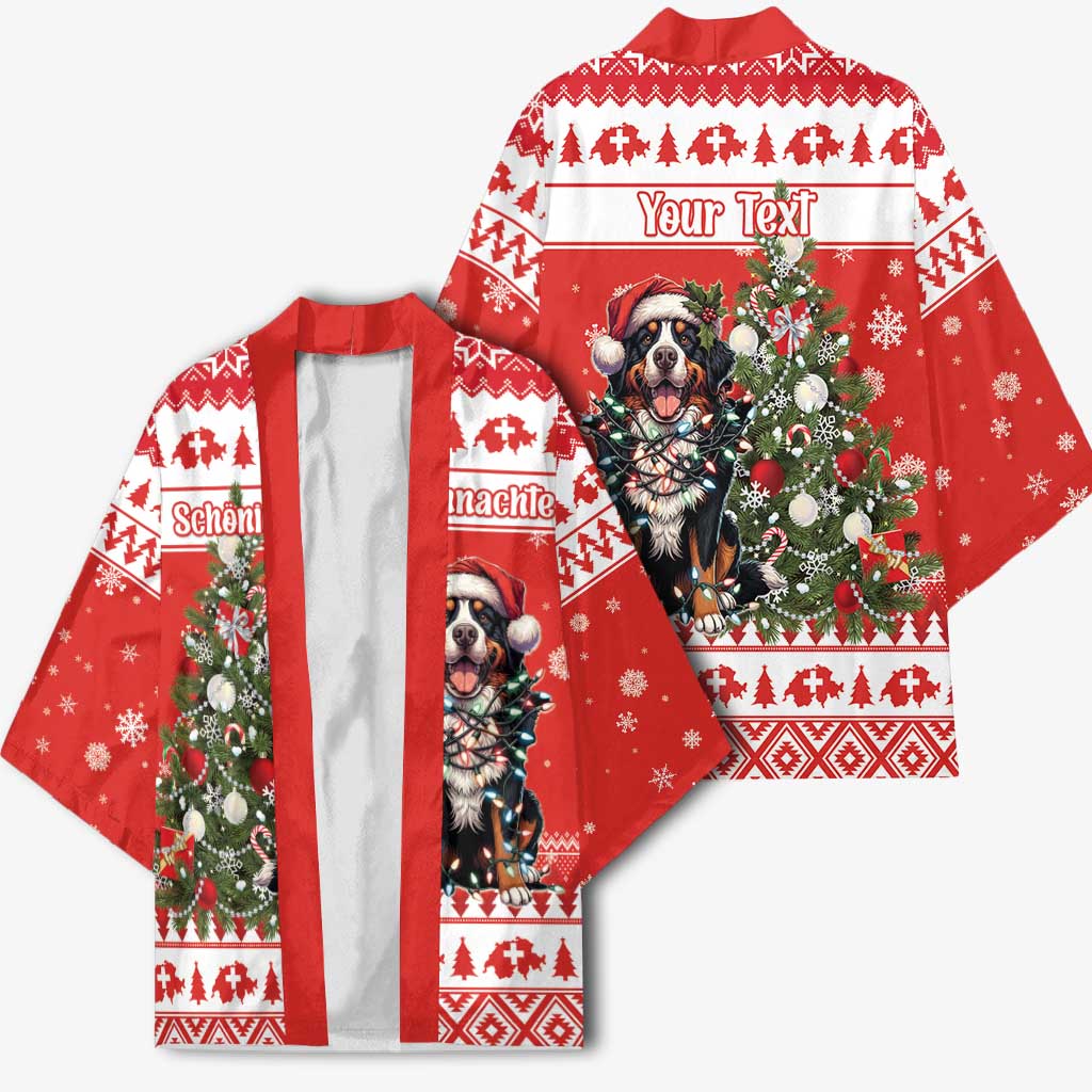 Personalized Merry Swissmas Kimono Bernese Mountain Dog Christmas Pattern - Wonder Print Shop