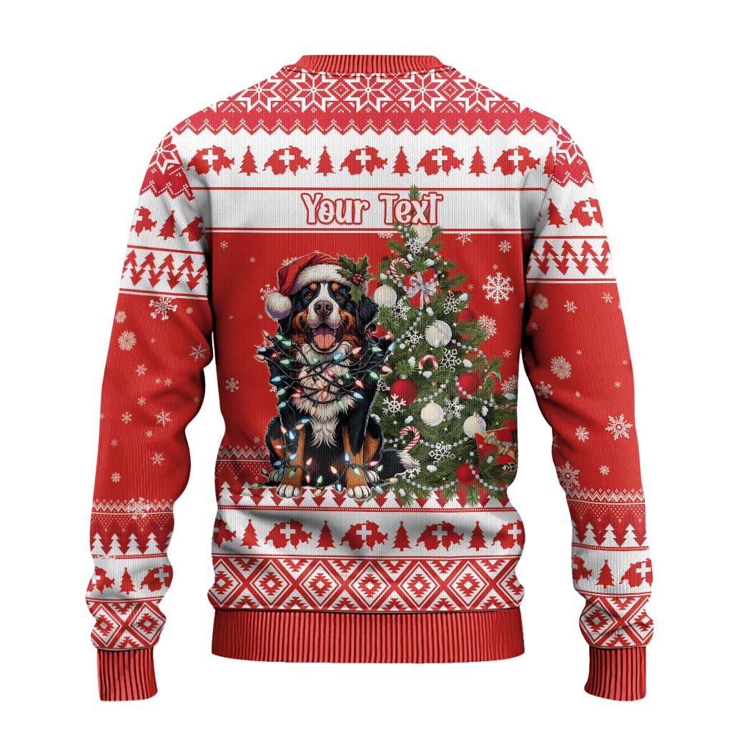 Personalized Merry Swissmas Ugly Christmas Sweater Bernese Mountain Dog Christmas Pattern - Wonder Print Shop