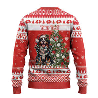 Personalized Merry Swissmas Ugly Christmas Sweater Bernese Mountain Dog Christmas Pattern - Wonder Print Shop