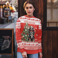 Personalized Merry Swissmas Ugly Christmas Sweater Bernese Mountain Dog Christmas Pattern - Wonder Print Shop