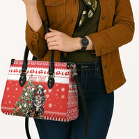 Personalized Merry Swissmas Leather Bag Bernese Mountain Dog Christmas Pattern - Wonder Print Shop