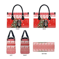 Personalized Merry Swissmas Leather Bag Bernese Mountain Dog Christmas Pattern - Wonder Print Shop