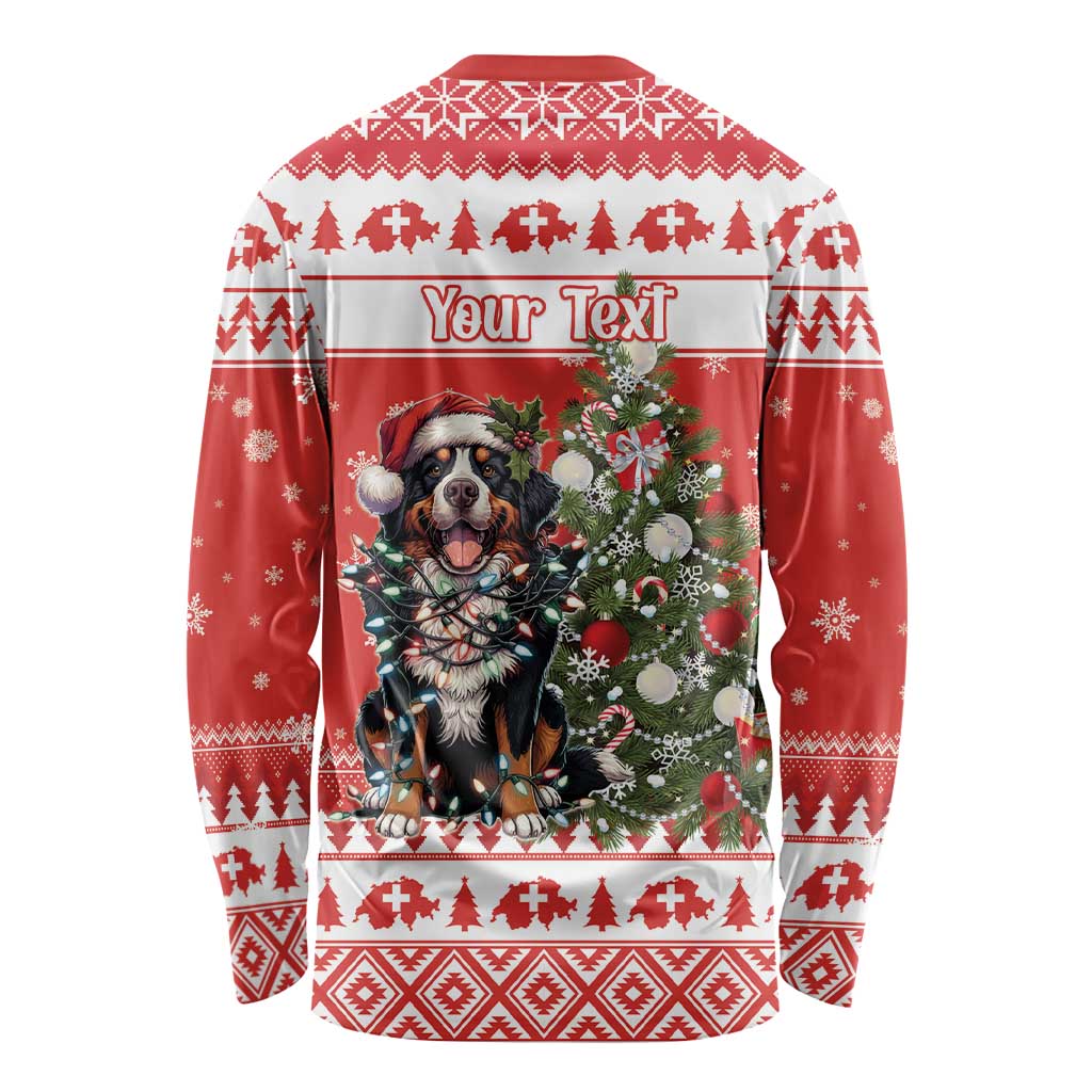 Personalized Merry Swissmas Long Sleeve Shirt Bernese Mountain Dog Christmas Pattern - Wonder Print Shop
