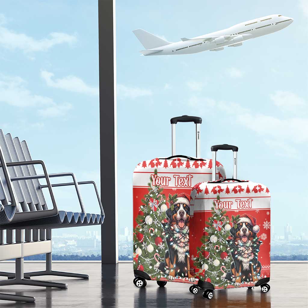 Personalized Merry Swissmas Luggage Cover Bernese Mountain Dog Christmas Pattern - Wonder Print Shop