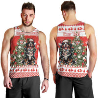 Personalized Merry Swissmas Men Tank Top Bernese Mountain Dog Christmas Pattern - Wonder Print Shop