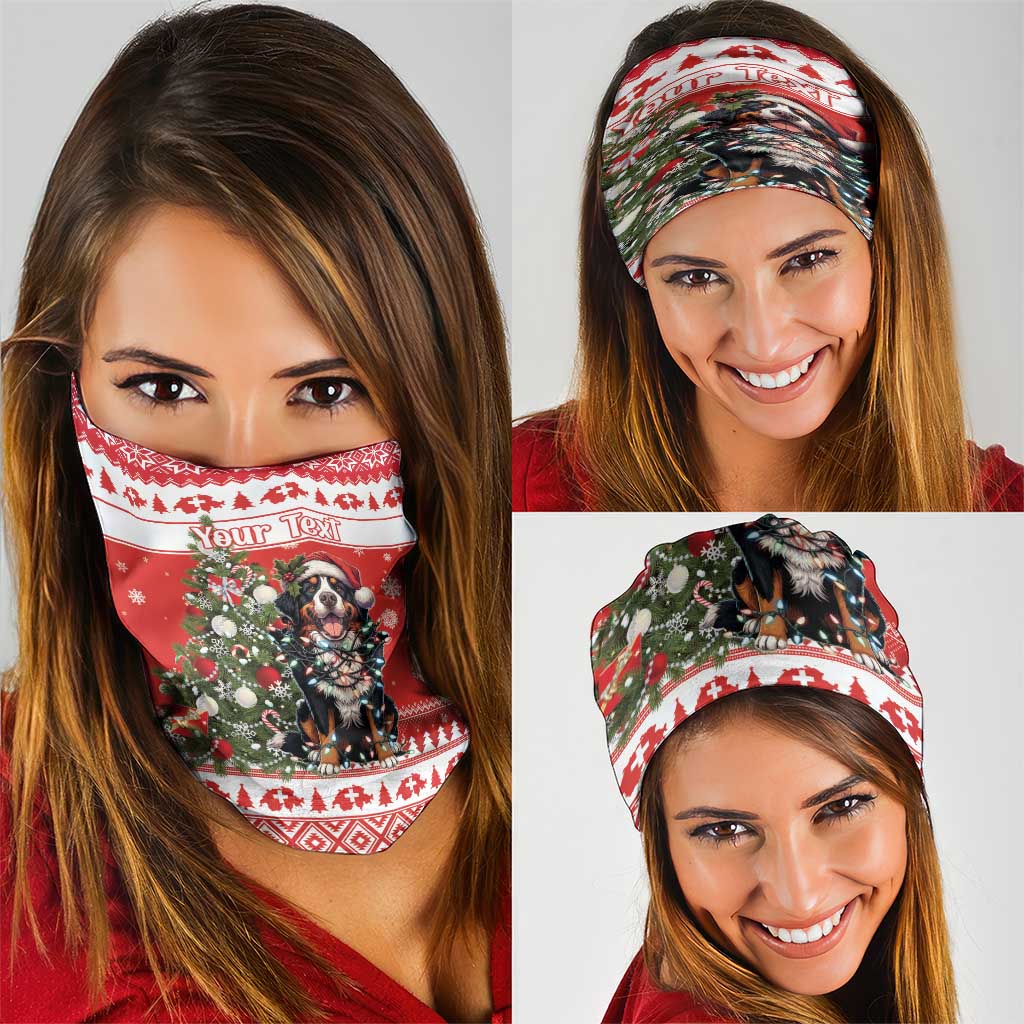 Personalized Merry Swissmas Neck Gaiter Bernese Mountain Dog Christmas Pattern - Wonder Print Shop