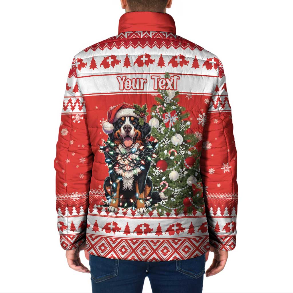 Personalized Merry Swissmas Padded Jacket Bernese Mountain Dog Christmas Pattern - Wonder Print Shop