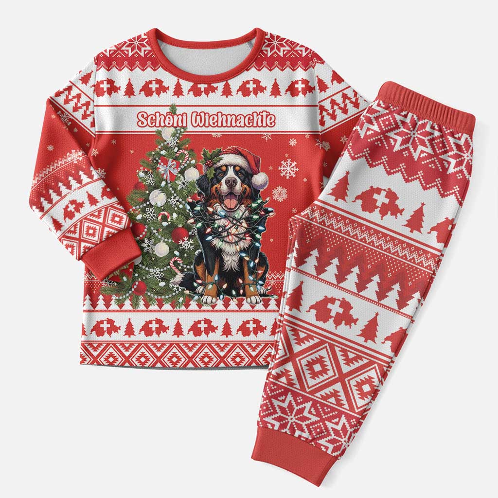 Personalized Merry Swissmas Christmas Pajama Set Bernese Mountain Dog Christmas Pattern - Wonder Print Shop