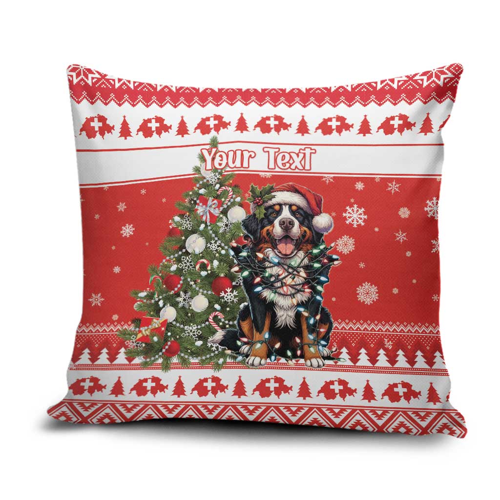 Personalized Merry Swissmas Pillow Cover Bernese Mountain Dog Christmas Pattern - Wonder Print Shop