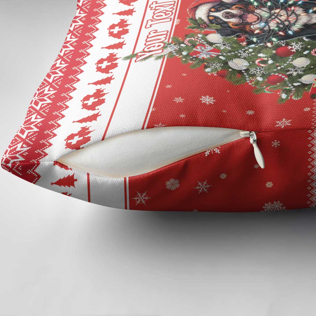 Personalized Merry Swissmas Pillow Cover Bernese Mountain Dog Christmas Pattern - Wonder Print Shop