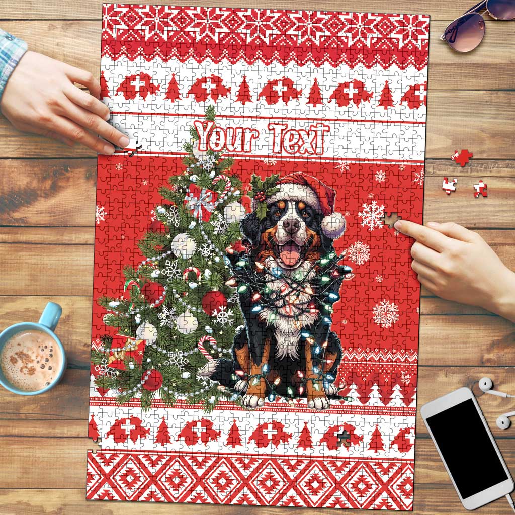 Personalized Merry Swissmas Puzzle Bernese Mountain Dog Christmas Pattern - Wonder Print Shop