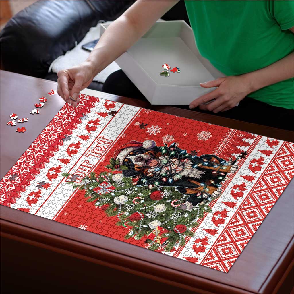Personalized Merry Swissmas Puzzle Bernese Mountain Dog Christmas Pattern - Wonder Print Shop