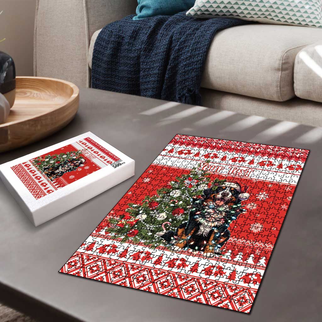 Personalized Merry Swissmas Puzzle Bernese Mountain Dog Christmas Pattern - Wonder Print Shop