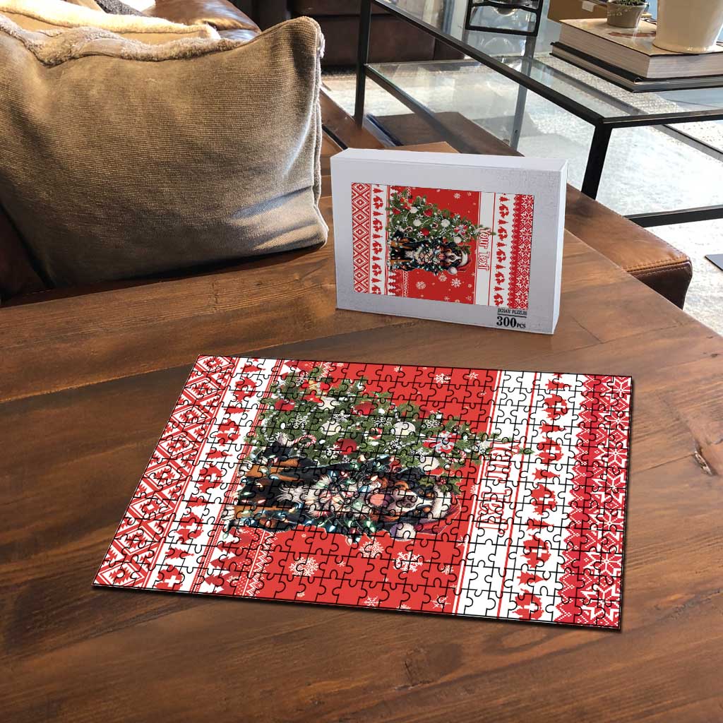 Personalized Merry Swissmas Puzzle Bernese Mountain Dog Christmas Pattern - Wonder Print Shop