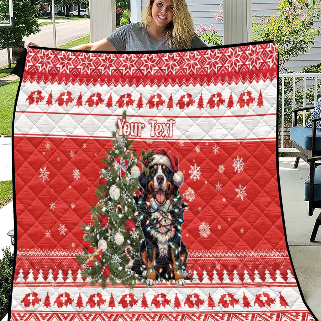 Personalized Merry Swissmas Quilt Bernese Mountain Dog Christmas Pattern - Wonder Print Shop
