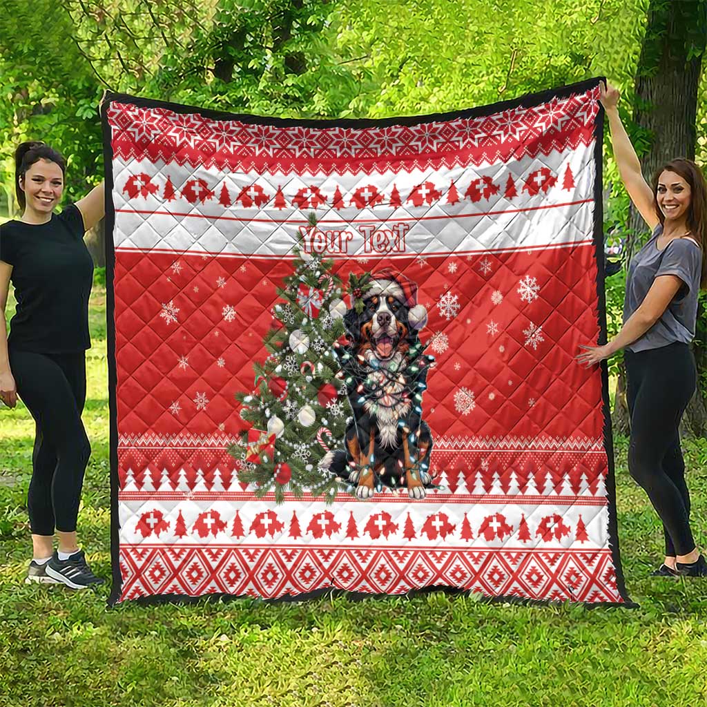 Personalized Merry Swissmas Quilt Bernese Mountain Dog Christmas Pattern - Wonder Print Shop