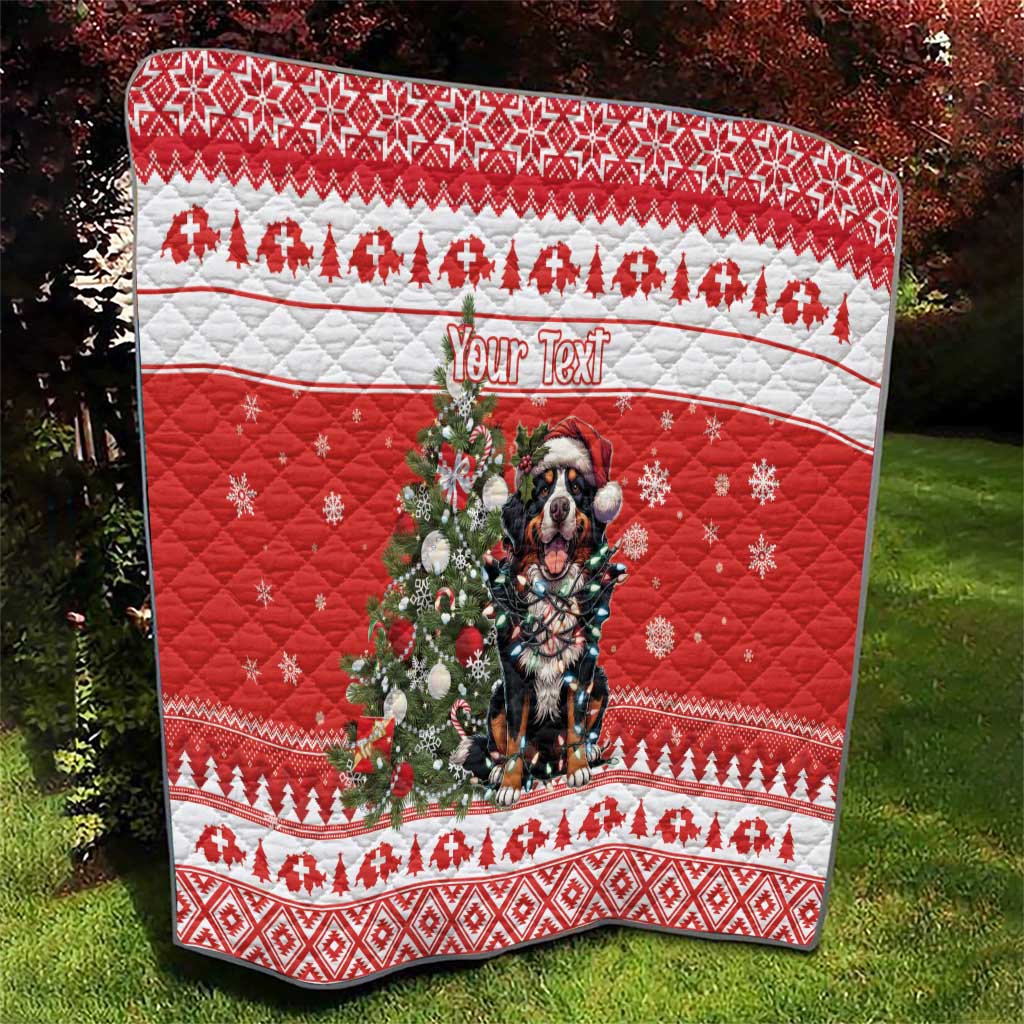 Personalized Merry Swissmas Quilt Bernese Mountain Dog Christmas Pattern - Wonder Print Shop