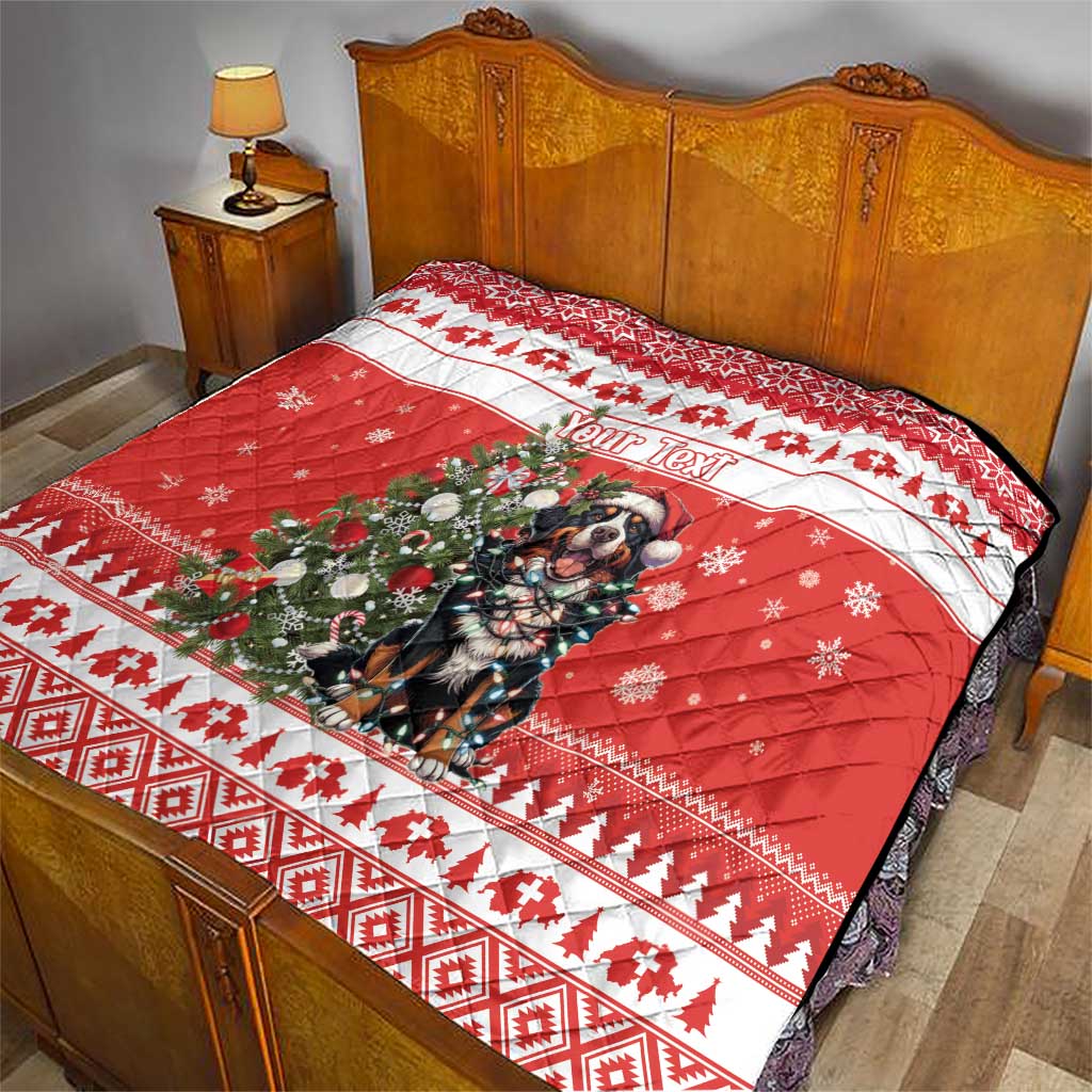 Personalized Merry Swissmas Quilt Bernese Mountain Dog Christmas Pattern - Wonder Print Shop